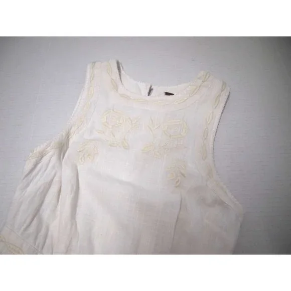 Free People Womens Womens Dress 0 White Birds of A Feather Embroidered Fit Flare - Picture 5 of 8